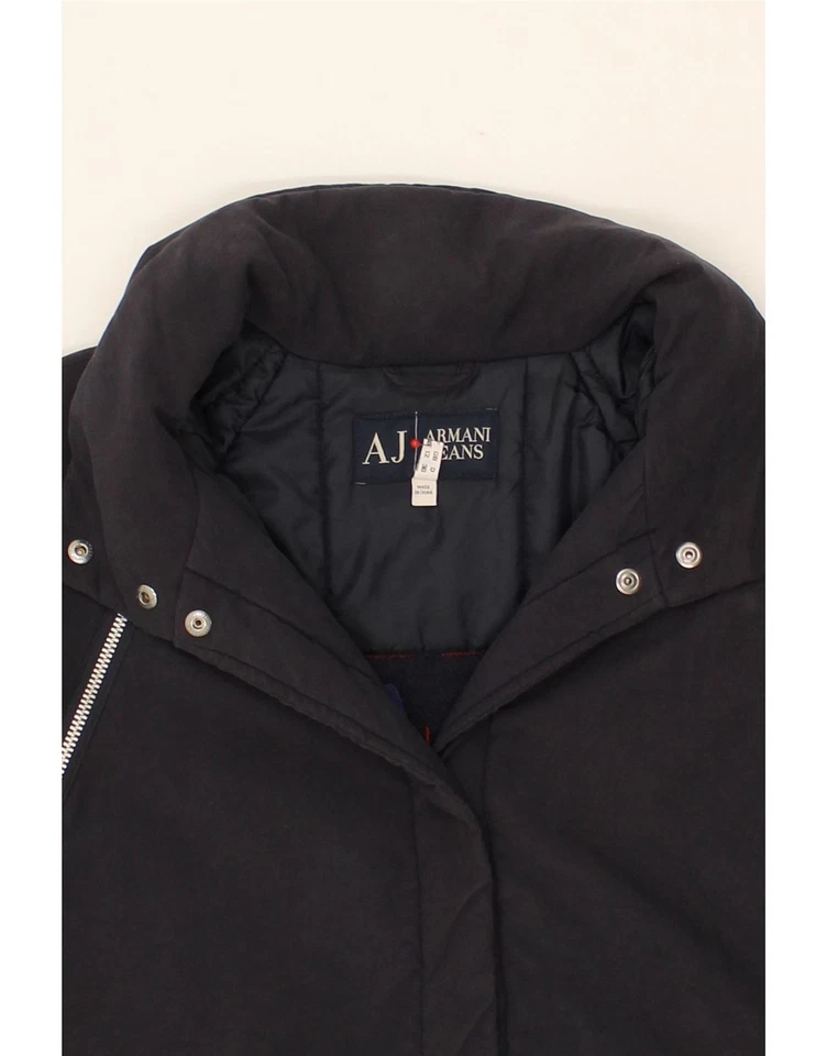 ARMANI Womens Hooded Windbreaker Coat UK 12 Medium Navy Blue Polyamide L201 - Изображение 3 из 4