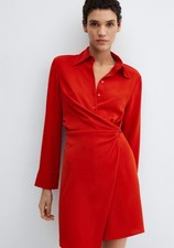 Vibrant Red Mango Draped Wrap Dress in Size XS