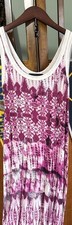 Karen Kane Maxi Dress M pink/white ikat abstract sleeveless artsy stretch