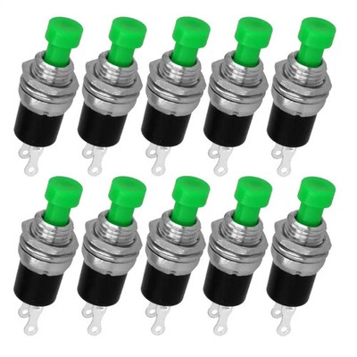 10x Miniatur-Drucktaster 7mm grün, 1 Schließer OFF-(ON), Elektronik/Modellbau