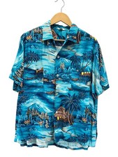 PENNEY'S Aloha Shirt 16.5 Rayon BLU
