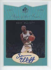 SEAN ELLIOTT AUTO 1997-98 UD UPPER DECK SP AUTHENTIC SIGN OF THE TIMES DIE-CUT