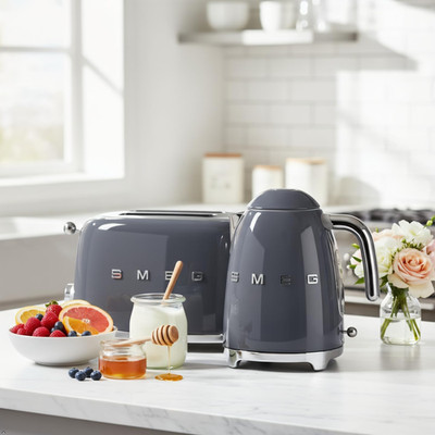 Slate Gray Retro Breakfast Set - Elegant Italian Design for Daily Indulgence