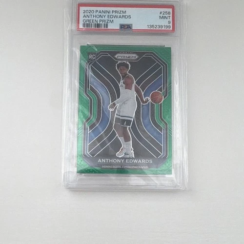 Panini 2020-21 Prizm Anthony Edwards #258 Green Prizm Rookie PSA 9 Timberwolves