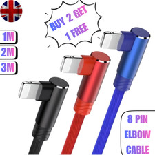 Charger Cable Data Fast Charge 90� Elbow USB 1M 2M 3M Lead For Apple iPhone iPad