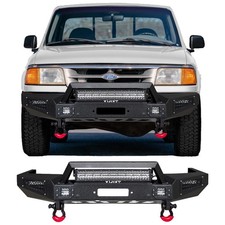 Steel New Front Bumper With Led Lights D-rings For 1993-1997 Ford Ranger