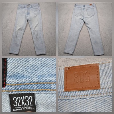 BDG Slim Straight Jeans Mens 32x32 Light Wash Denim Made in Mexico