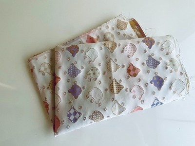 Japanese Kinran Style Brocade Fabric Cute Cat Pattern Polyester 27x20'' Cut Cloth