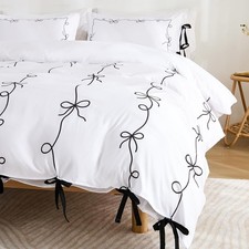 Black White Duvet Cover Set Black Bow Tie Bedding Set Super Soft Breathable