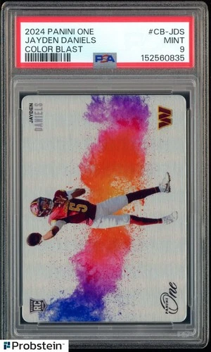 2024 Panini One Color Blast Jayden Daniels Commanders RC Rookie SSP PSA 9 MINT