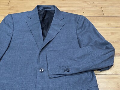 Massimo Dutti Men s Sz 38 Gray Micro Check Extra Fine Wool Blazer Regular Fit