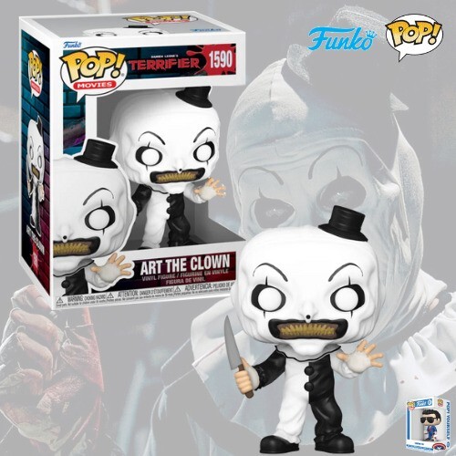 FUNKO POP! MOVIES TERRIFIER ART THE CLOWN 1590 VINYL FIGURE + PROTECTIVE HORROR - Foto 1 di 5