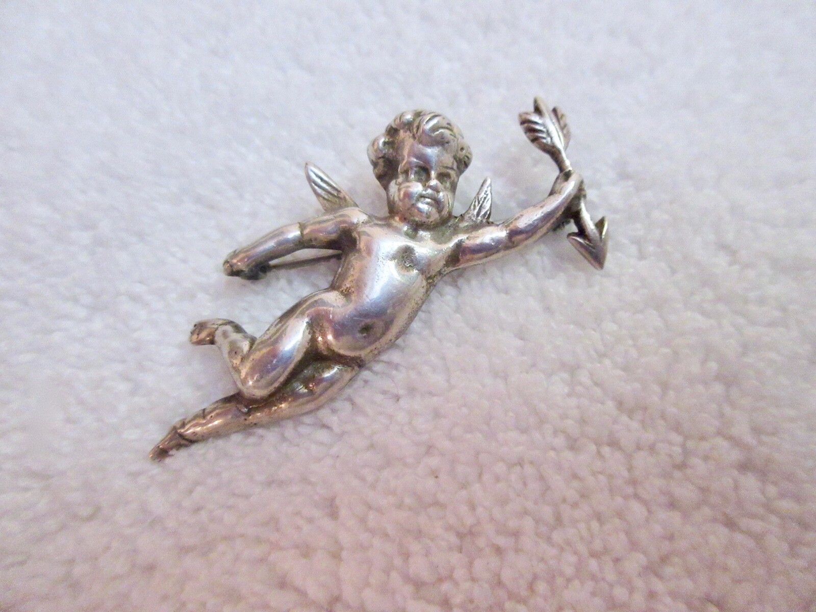 Sterling Silver Cupid Angel Pin Vintage Cherub Va… - image 4