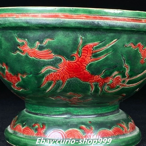 Encensoir brûleur dencens soldes oiseau Phénix porcelaine émaillée vert rouge année Chenghua 6,7