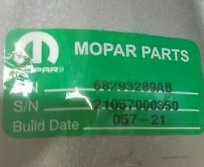 Genuine Mopar Cylinder Head Left Side 68293289AB