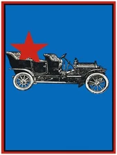 Wall Decor Poster.Fine Graphic Art Design.Model T nd Red Star.Room Home art.360