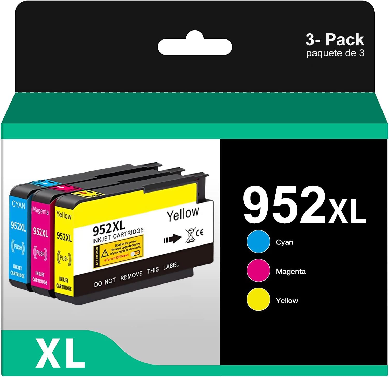 952XL Replacement Ink Cartridges Color Combo Pack (Cyan, Magenta, Yellow)