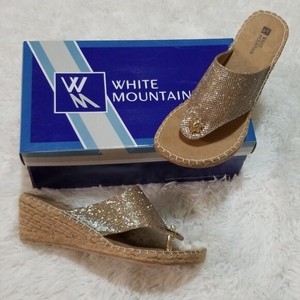 white mountain gold glitter sandals