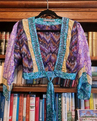Hale Bob Boho Bolero 100% Seide Gr. S Pailetten Stickerei Stevie Nicks
