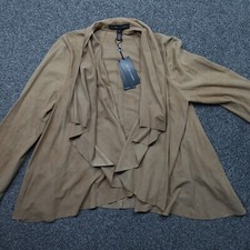 Ralph Lauren Jacket Size 4 Lamb Suede Brown Lightweight Cardigan Open Front