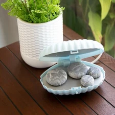 Hot Stone Massage Rock Set Blue Seashell Design Heater