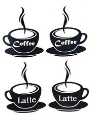 Coffee Latte Vinyl Kitchen Wall Art Decal Sticker Removable 4 pc set