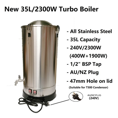 New 35L S. S Turbo Boiler 240V/2300W/47mm Hole/SS Tap
