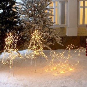 christmas outdoor pre lit light up decor reindeer with sleigh indoor