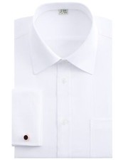 Men's French Cuff Dress Shirts Regular Fit Long Sleeve Spead Collar Metal Cuf...