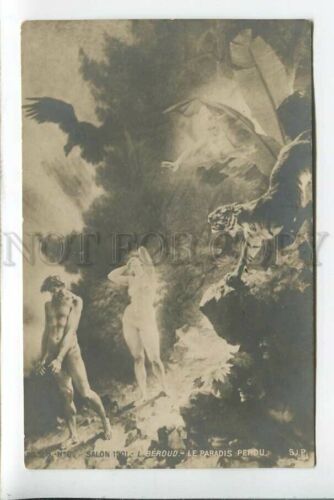 3184907 ADAN & EVE & GOD Tiger by BEROUD Vintage SALON 1901 PC - Bild 1 von 2