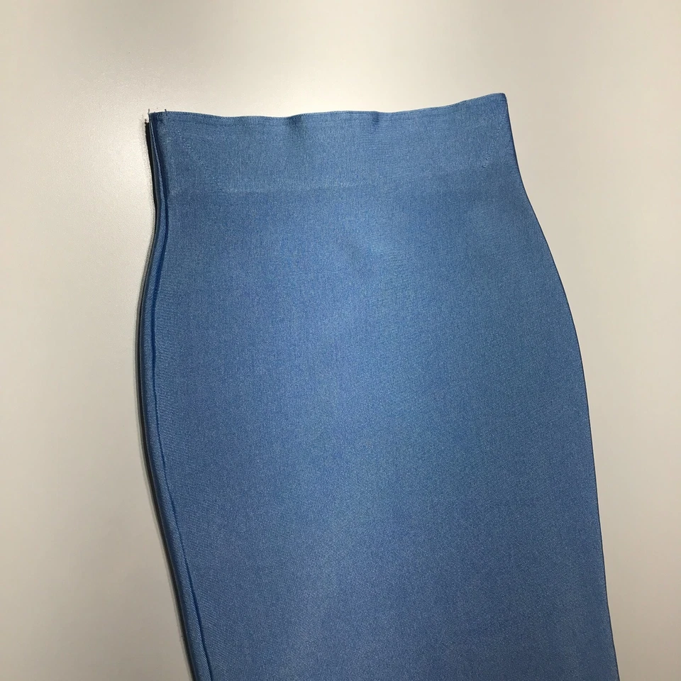 Falda WOW Couture para mujer pequeña azul claro ceñida al cuerpo abrazada tejida tiro alto Foto 4 de 4