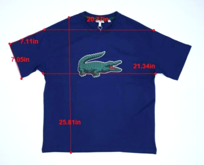 Lacoste Graphic Print Crocodile Cotton T-Shirt Navy Short Sleeve