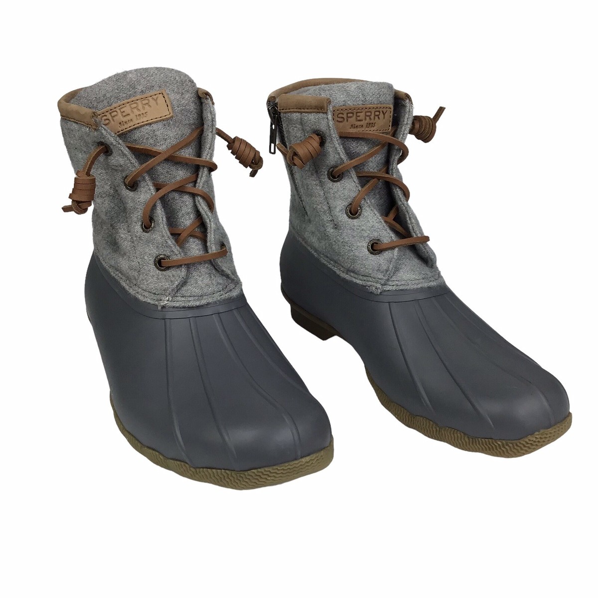 Sperry Saltwater Wool Embossed Duck Boots Gray STS82475  display picture 3