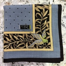 CLASSIC MEN HANDKERCHIEF COTTON BLUE BEIGE POLKA DOTS POCKET SQUARE17" ART M219