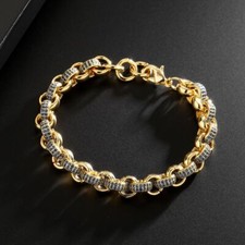 18K Gold Filled | Dark Blue Stone 8mm Adjustable Belcher Bracelet Men Women