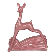 Vintage Royal Haeger Statue Pink Large 18" Deer MCM Mid Century Art Deco