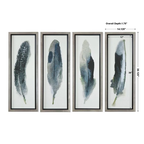 Uttermost Feathered Beauty Contemporary Fir Wood Prints - Multi-Color (Set of 4) - Picture 2 of 2