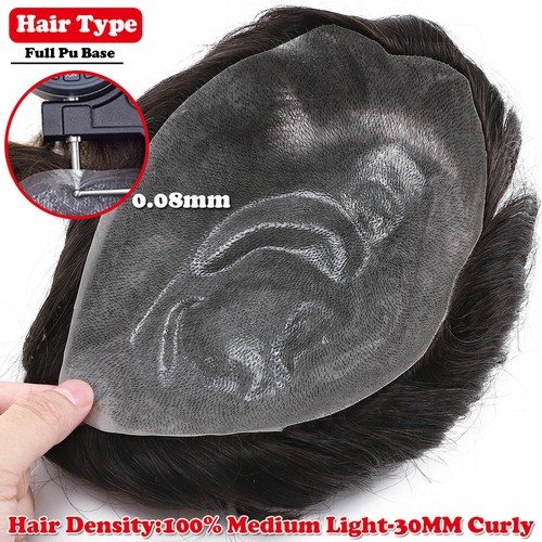Thin 100% Human Hair Men Toupee Forehead Topper Hairpiece Wig Replacement System - Picture 27 of 51