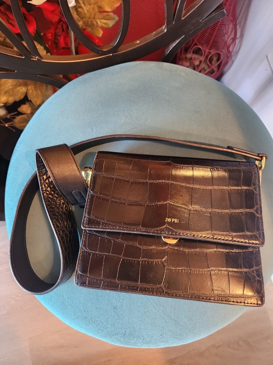 Jw Pei Mini Croc Purse JW PEI Mini Flap Crossbody Bag BLACK Croc