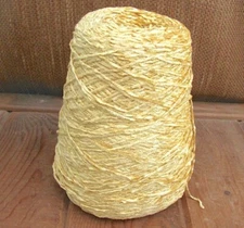 Vintage Chenille Yarn Gold Knitting Machine Cone Fingering Weight 28 Ounce