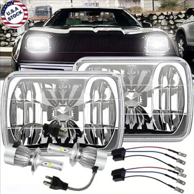 Fit Chevy Corvette C4 1984-1996 Pair 5x7 7x6 LED Headlights Projector Hi-Lo Beam