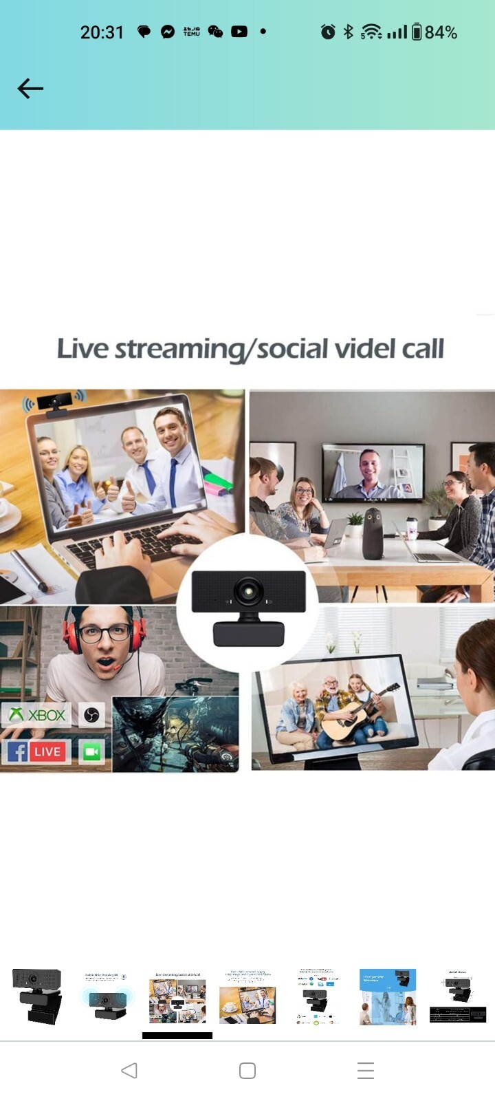 Webcam with Microphone Webcams Privacy Cover hd 1080p for Gaming conferencing M-image