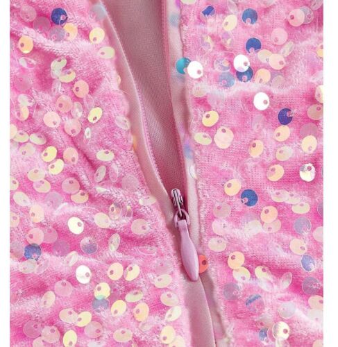 L BARBIE PINK PROM SHINY SEQUINS SEXY DATE SLIMMING RUCHED TUBE PARTY MINI DRESS - Picture 4 of 10