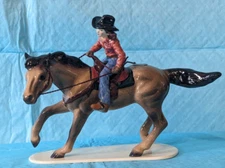 Retired Hagen Renaker Specialty Barrel Racing Girl on Horse