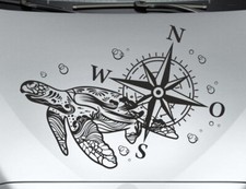 Aufkleber Auto CAR STYLE Motorhaube Küste Schildkröte Kompass Wasser Meer 276