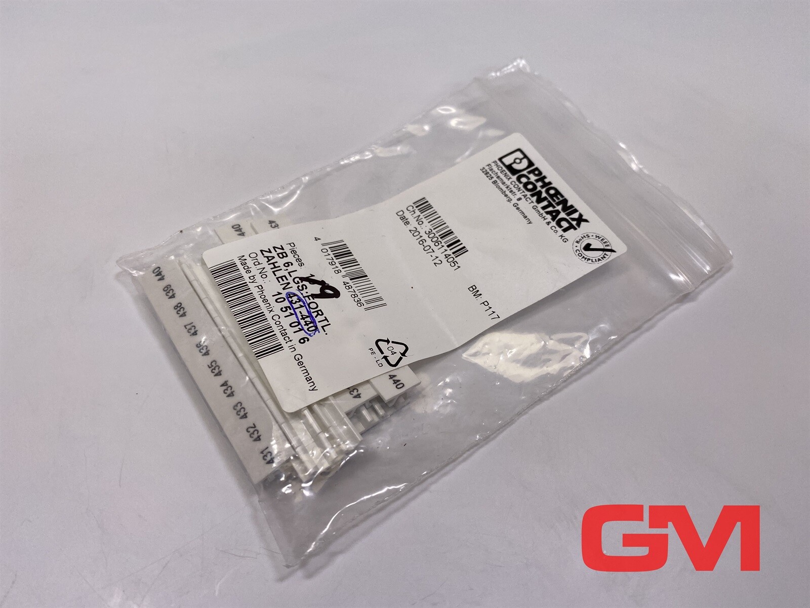 Ve 9x Phoenix Contact Zack Strip ZB6, Lgs : Fortl.zahlen 431-440 Marker 1051016