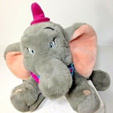 Disney Elefante DUMBO Peluche Grigio Peluche Grigio Sacchetto Fagiolo Giocattolo 12" Cappello Rosso