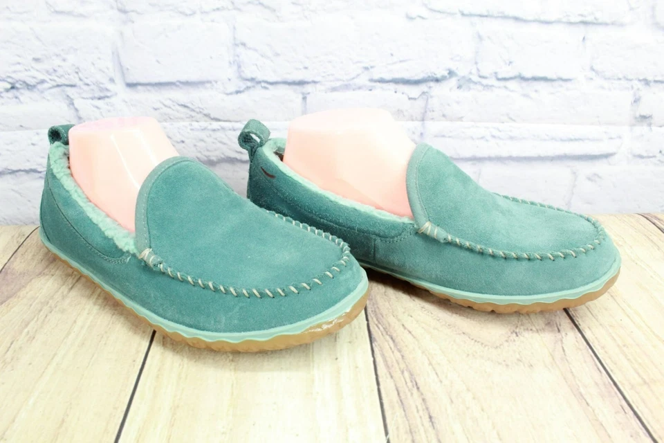 Zapatillas de mocasín de montaña forradas de vellón de gamuza verde azulado LL Bean para mujer talla 8 M Foto 3 de 4