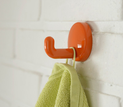 Retro Orange Wall Hooks Vintage Hewi Style Plastic Towel Rack Yugoslavia 1980's