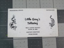 vtg Tattoo business card - Little Gary's Tattooing Dover DE D v2